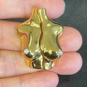 18K Gold Plated Boob Female Form Chest Breast Gold earrings